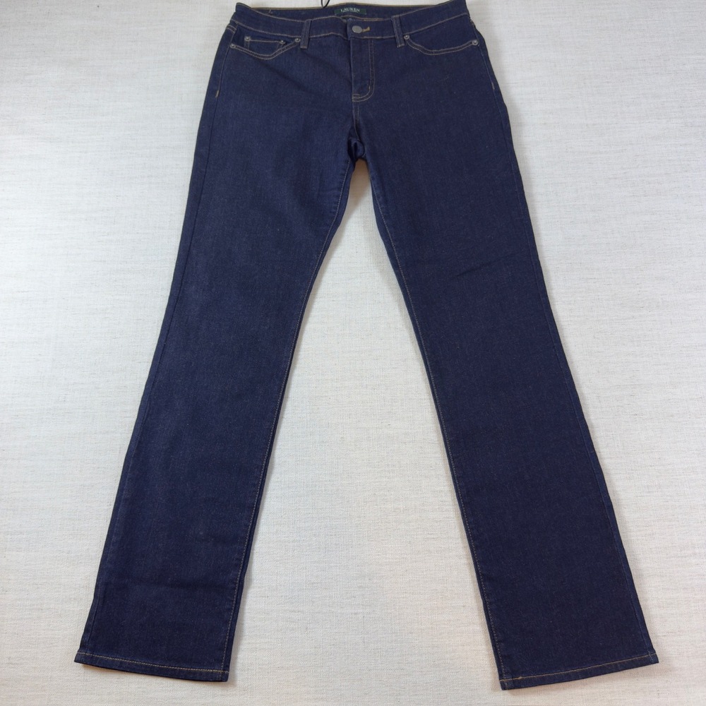 Lauren Ralph Lauren Premier Straight Jeans Womens 10 Dark Wash Indigo Denim